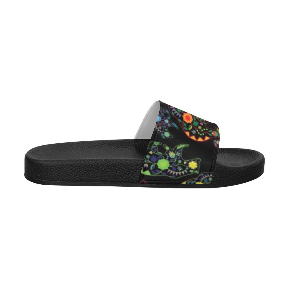 Floral Bear Men's Slide Sandals (Model 057) Men's Slide Sandals (057) e-joyer 