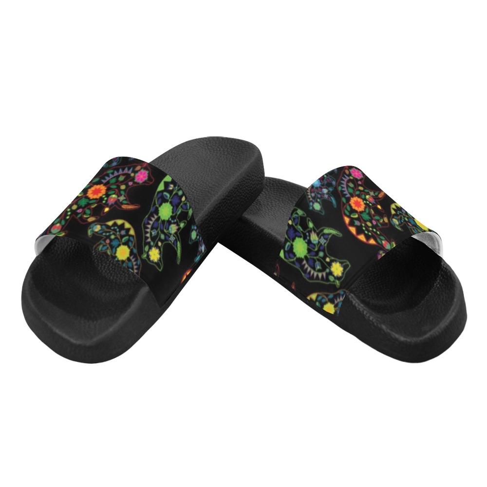 Floral Bear Men's Slide Sandals (Model 057) Men's Slide Sandals (057) e-joyer 