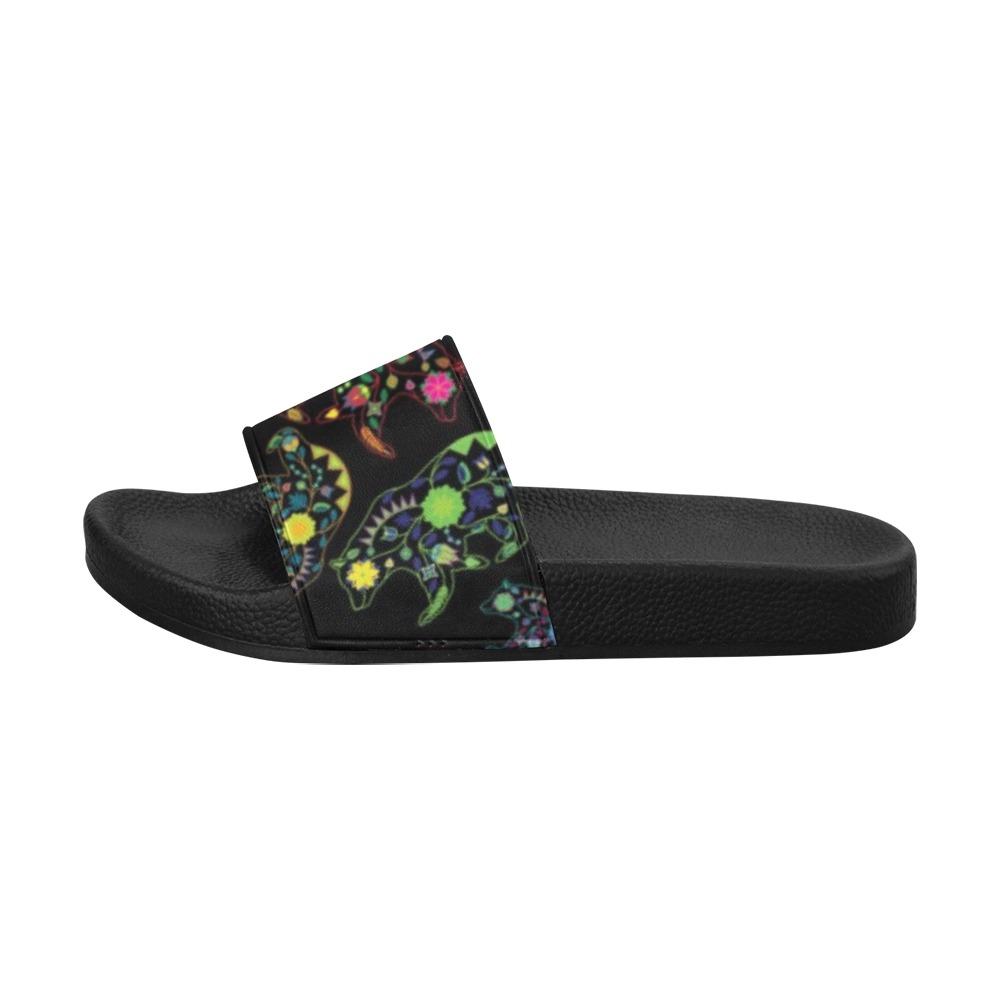 Floral Bear Men's Slide Sandals (Model 057) Men's Slide Sandals (057) e-joyer 