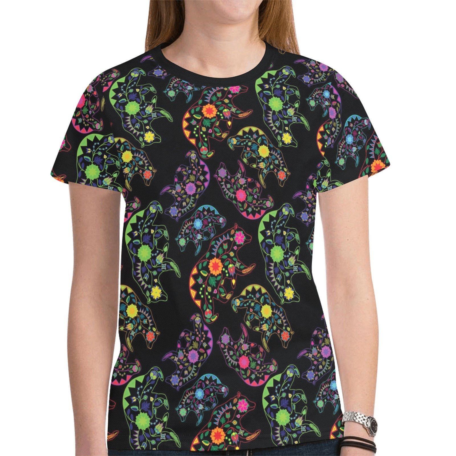 Floral Bear New All Over Print T-shirt for Women (Model T45) tshirt e-joyer 