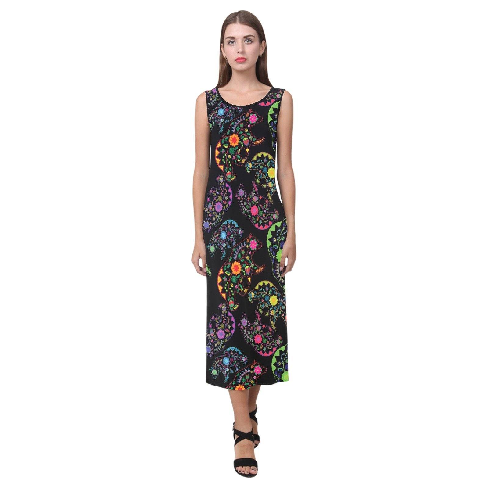 Floral Bear Phaedra Sleeveless Open Fork Long Dress (Model D08) dress e-joyer 