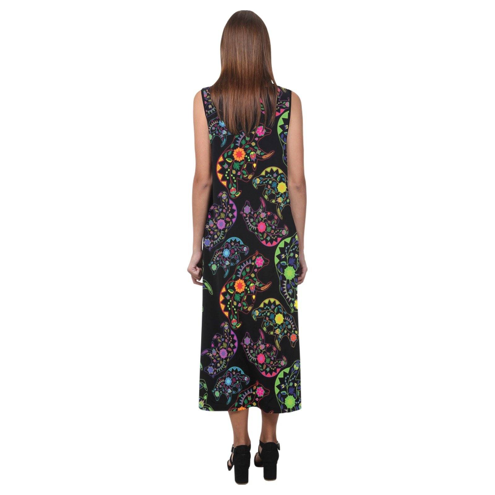 Floral Bear Phaedra Sleeveless Open Fork Long Dress (Model D08) dress e-joyer 