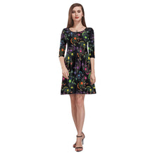 Load image into Gallery viewer, Floral Bear Tethys Half-Sleeve Skater Dress(Model D20) Tethys Half-Sleeve Skater Dress (D20) e-joyer 
