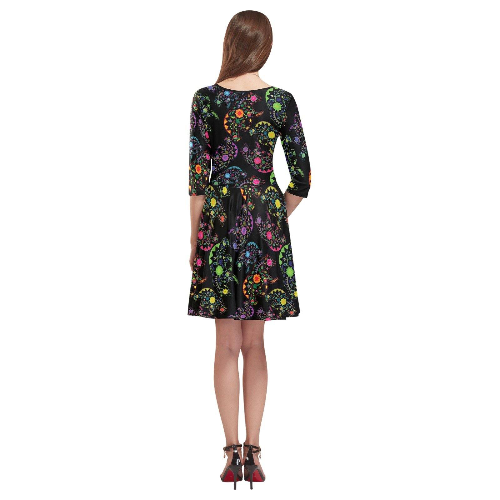 Floral Bear Tethys Half-Sleeve Skater Dress(Model D20) Tethys Half-Sleeve Skater Dress (D20) e-joyer 