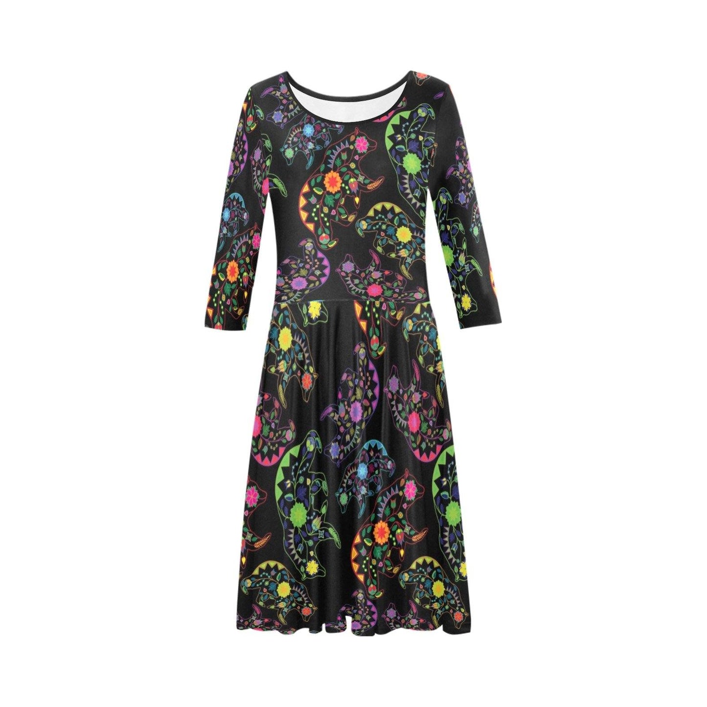 Floral Bear Tethys Half-Sleeve Skater Dress(Model D20) Tethys Half-Sleeve Skater Dress (D20) e-joyer 