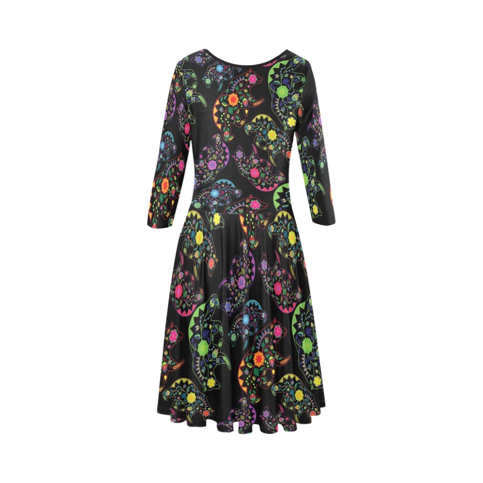 Floral Bear Tethys Half-Sleeve Skater Dress(Model D20) Tethys Half-Sleeve Skater Dress (D20) e-joyer 