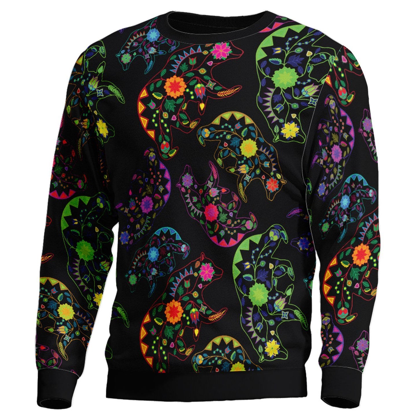 Floral Bear Unisex Crewneck Long Sleeve Top 49 Dzine 