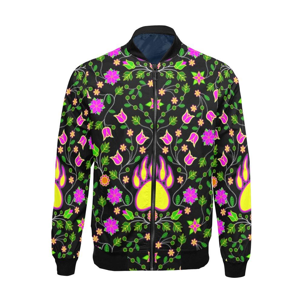 Floral Bearpaw Pink and Yellow All Over Print Bomber Jacket for Men (Model H19) Jacket e-joyer 
