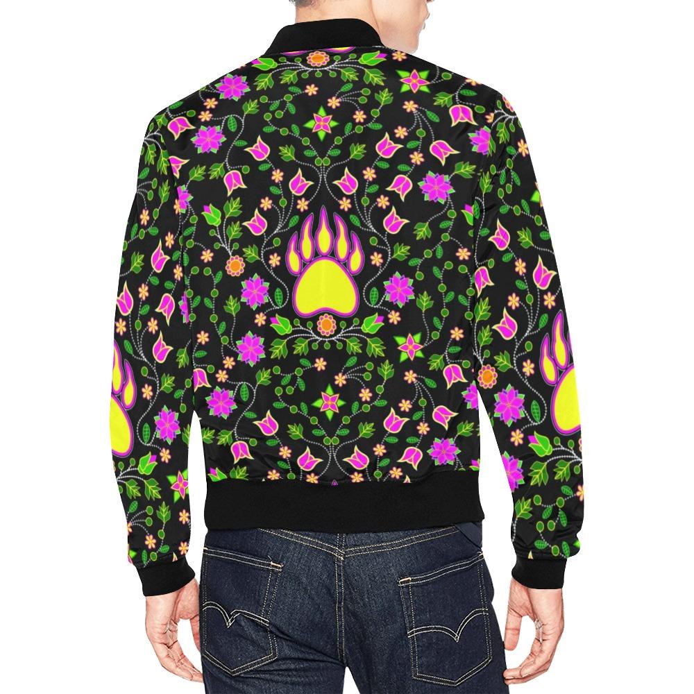 Floral Bearpaw Pink and Yellow All Over Print Bomber Jacket for Men (Model H19) Jacket e-joyer 