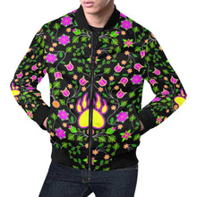 Load image into Gallery viewer, Floral Bearpaw Pink and Yellow All Over Print Bomber Jacket for Men (Model H19) Jacket e-joyer 
