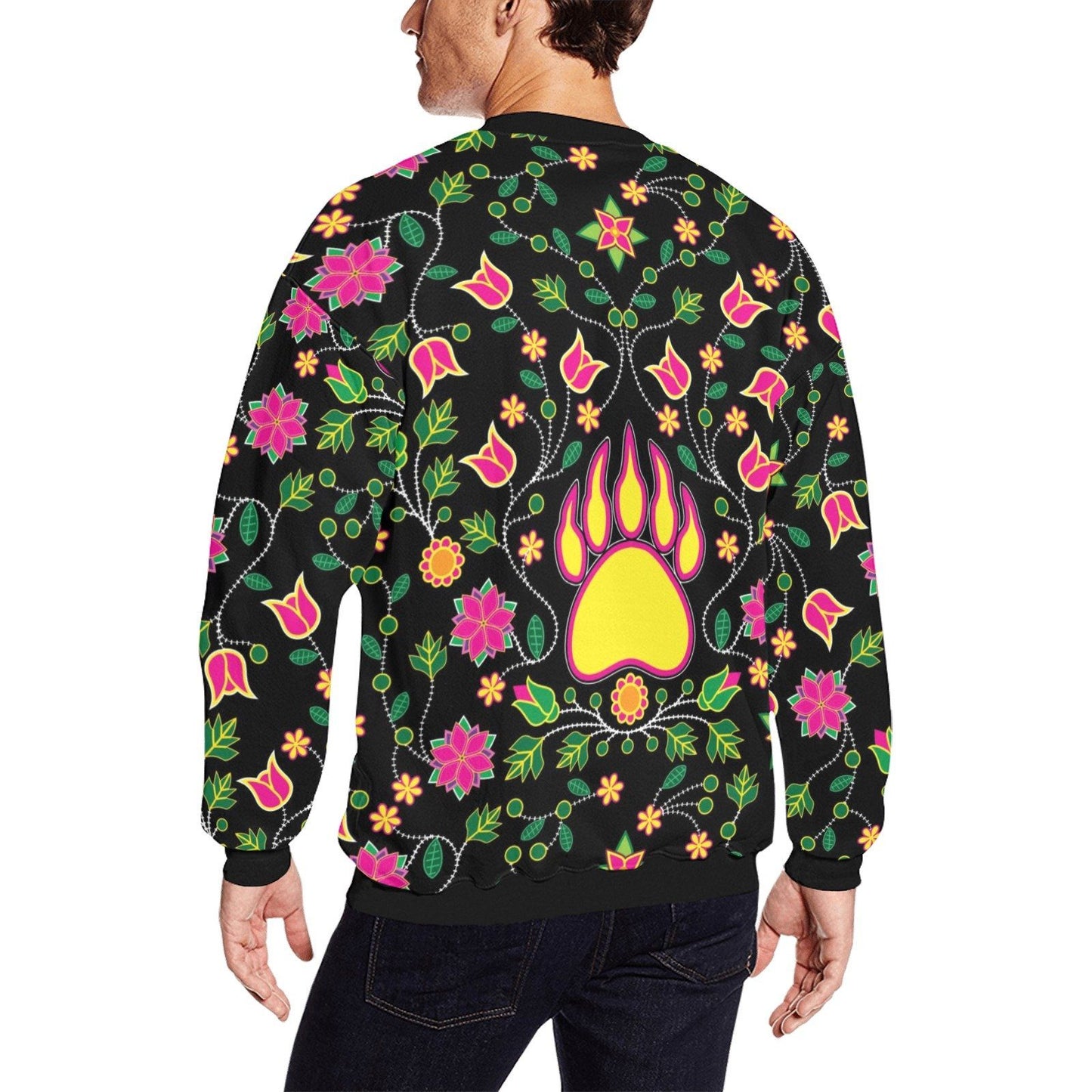 Floral Bearpaw Pink and Yellow All Over Print Crewneck Sweatshirt for Men (Model H18) shirt e-joyer 