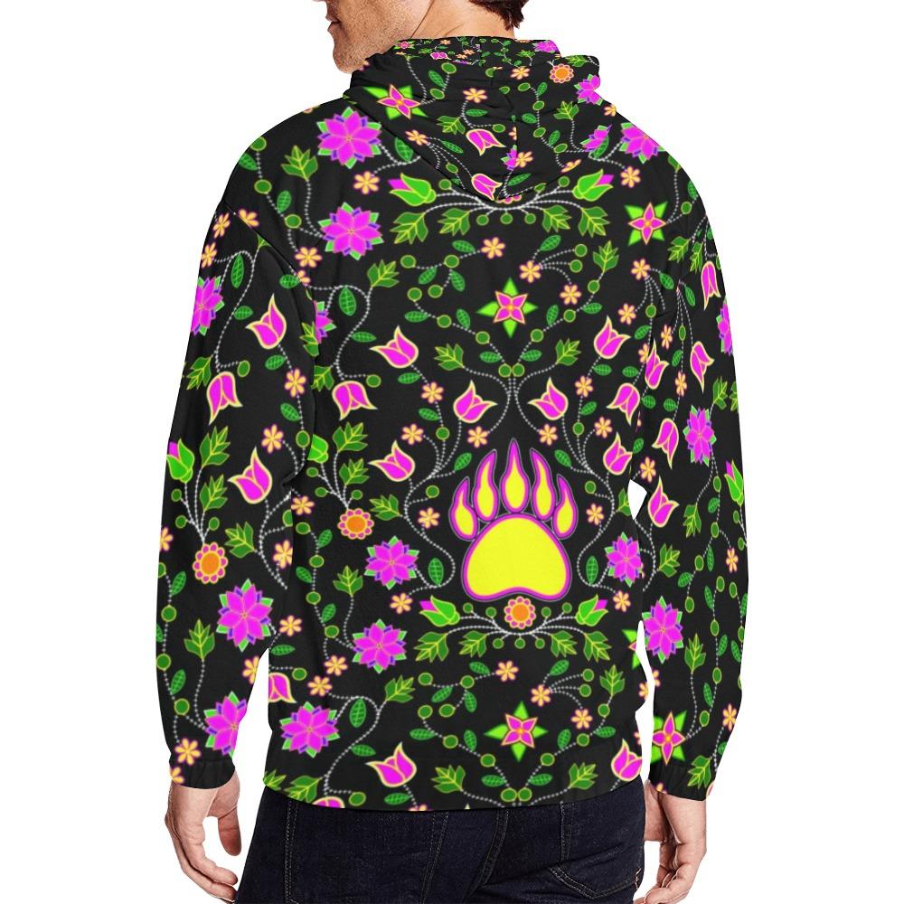 Floral Bearpaw Pink and Yellow All Over Print Full Zip Hoodie for Men (Model H14) hoodie e-joyer 