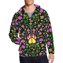 Load image into Gallery viewer, Floral Bearpaw Pink and Yellow All Over Print Full Zip Hoodie for Men (Model H14) hoodie e-joyer 
