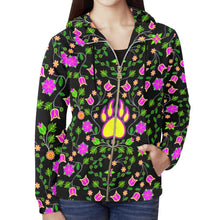 Load image into Gallery viewer, Floral Bearpaw Pink and Yellow All Over Print Full Zip Hoodie for Women (Model H14) hoodie e-joyer 
