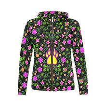 Load image into Gallery viewer, Floral Bearpaw Pink and Yellow All Over Print Full Zip Hoodie for Women (Model H14) hoodie e-joyer 
