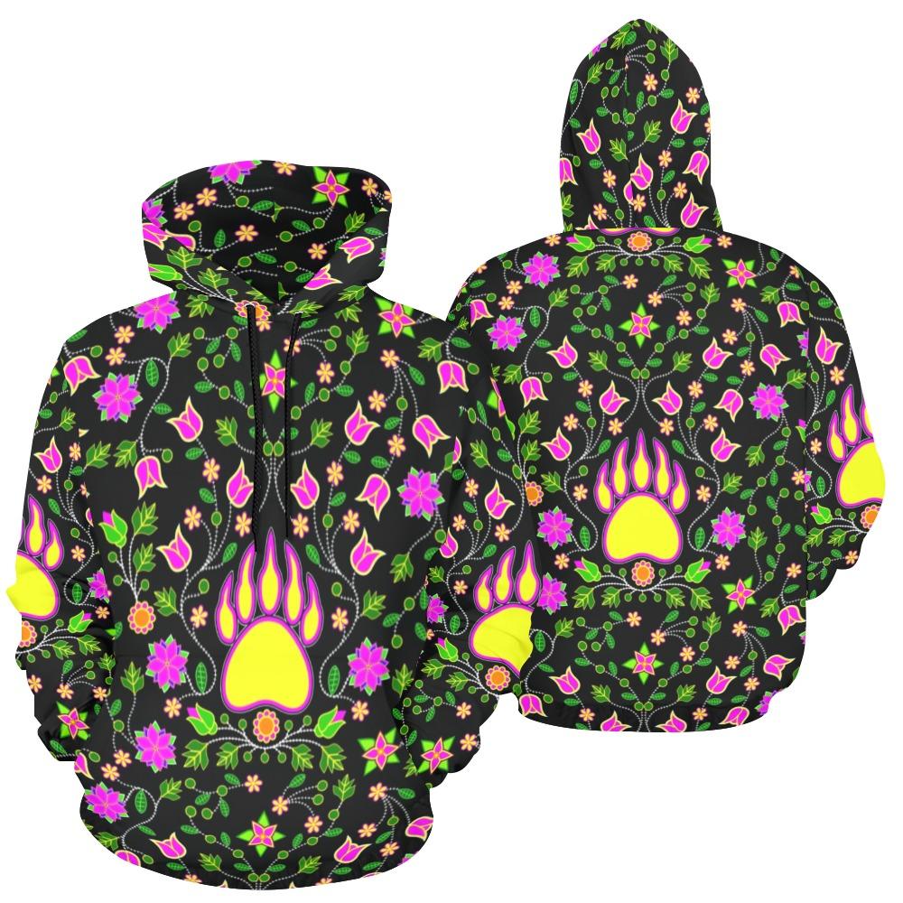 Floral Bearpaw Pink and Yellow All Over Print Hoodie for Women (USA Size) (Model H13) All Over Print Hoodie for Women (H13) e-joyer 
