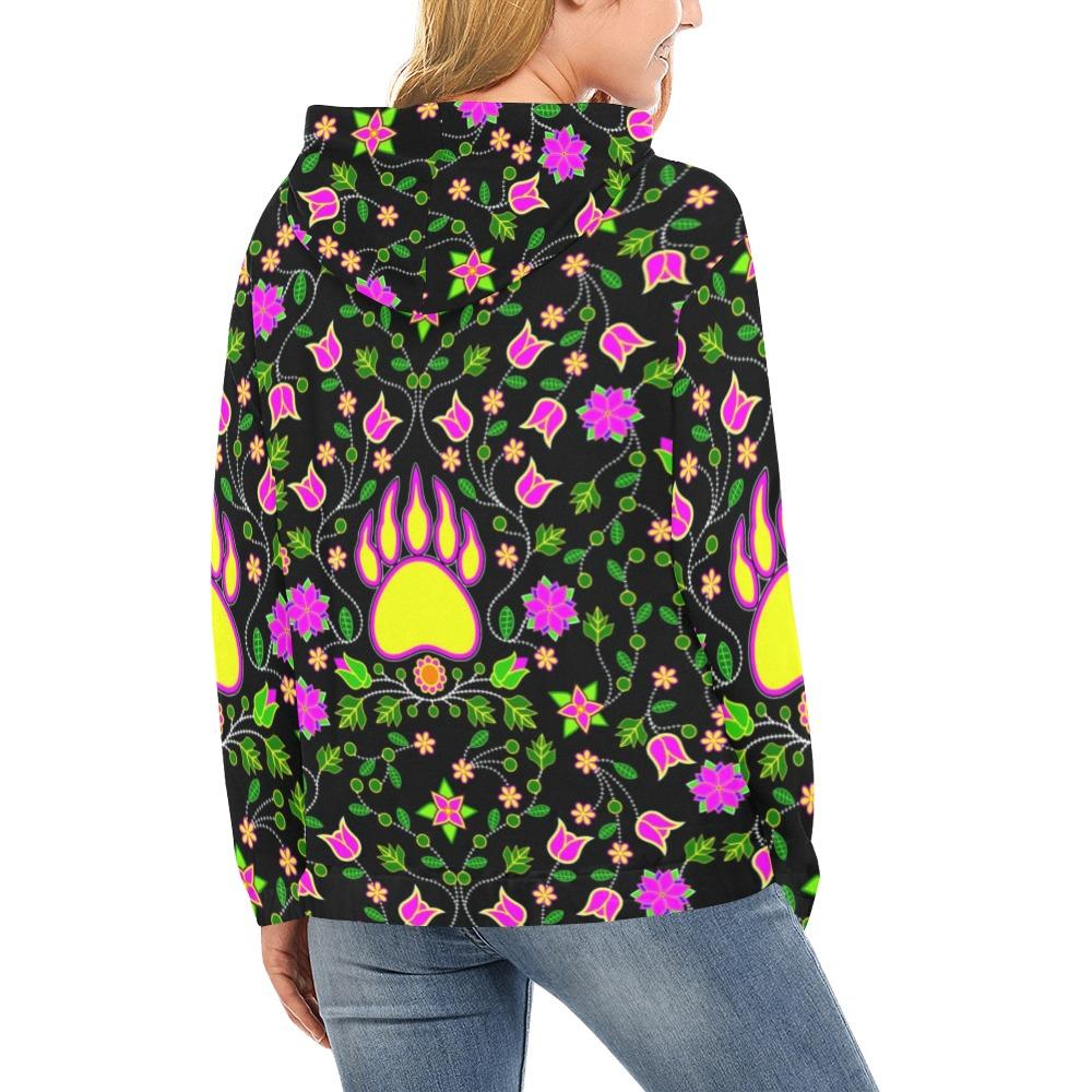 Floral Bearpaw Pink and Yellow All Over Print Hoodie for Women (USA Size) (Model H13) All Over Print Hoodie for Women (H13) e-joyer 