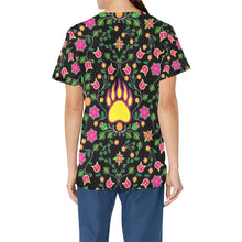 Load image into Gallery viewer, Floral Bearpaw Pink and Yellow All Over Print Scrub Top Scrub Top e-joyer 
