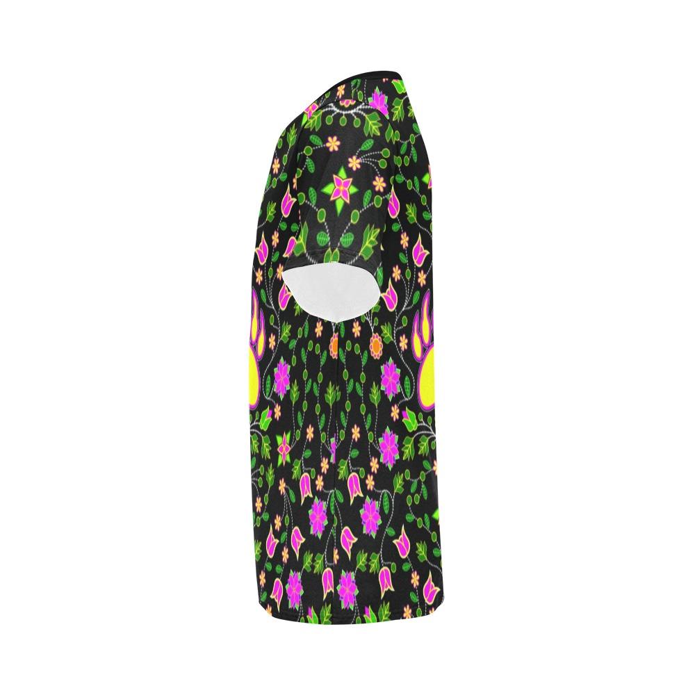 Floral Bearpaw Pink and Yellow All Over Print T-Shirt for Men (USA Size) (Model T40) All Over Print T-Shirt for Men (T40) e-joyer 