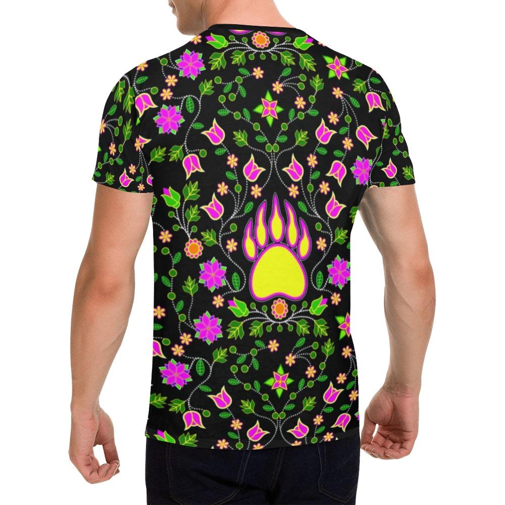 Floral Bearpaw Pink and Yellow All Over Print T-Shirt for Men (USA Size) (Model T40) All Over Print T-Shirt for Men (T40) e-joyer 