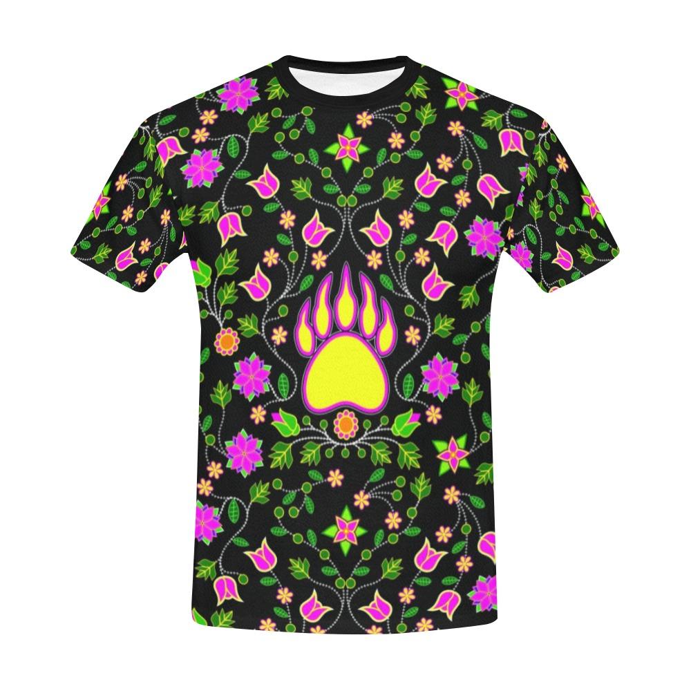 Floral Bearpaw Pink and Yellow All Over Print T-Shirt for Men (USA Size) (Model T40) All Over Print T-Shirt for Men (T40) e-joyer 