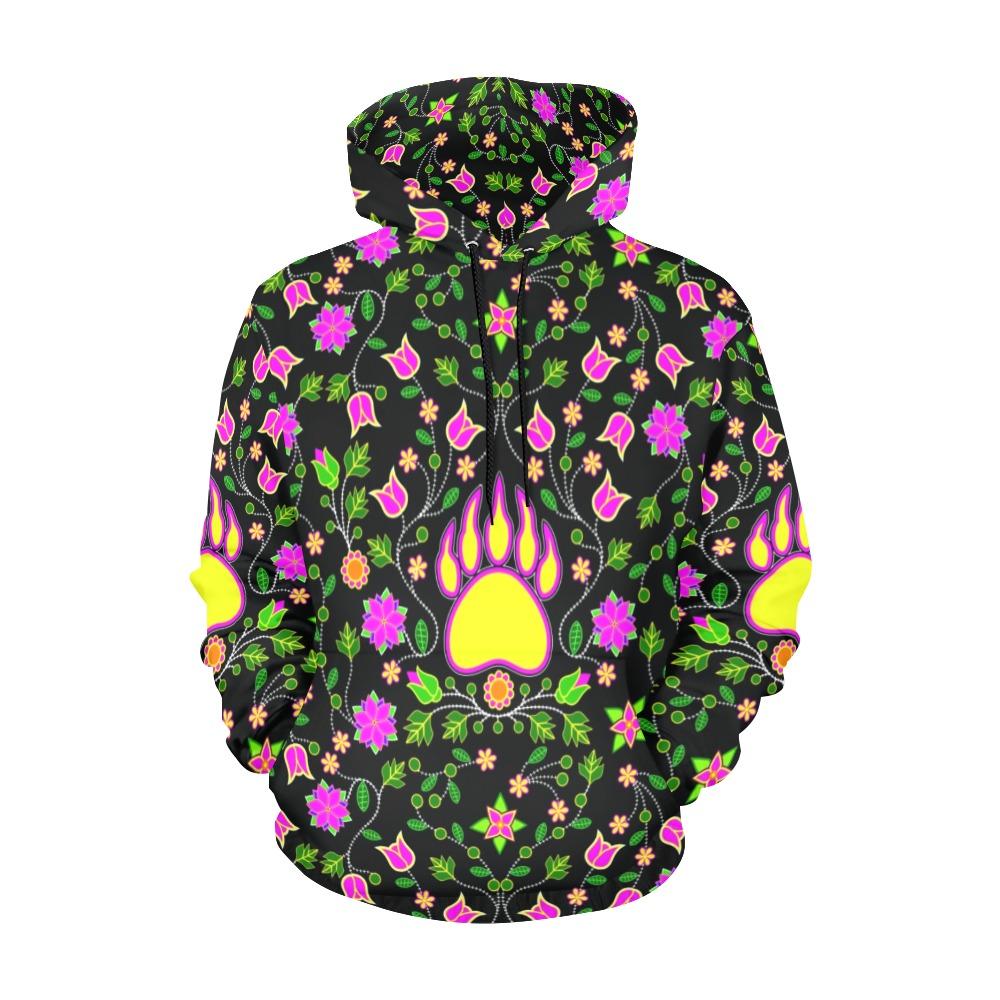 Floral Bearpaw Pink and Yellow Hoodie for Men by 49 Dzine