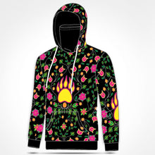 Load image into Gallery viewer, Floral Bearpaw Pink and Yellow Hoodie with Face Cover 49 Dzine 
