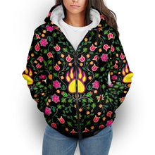 Load image into Gallery viewer, Floral Bearpaw Pink and Yellow Sherpa Hoodie hoodie Herman 
