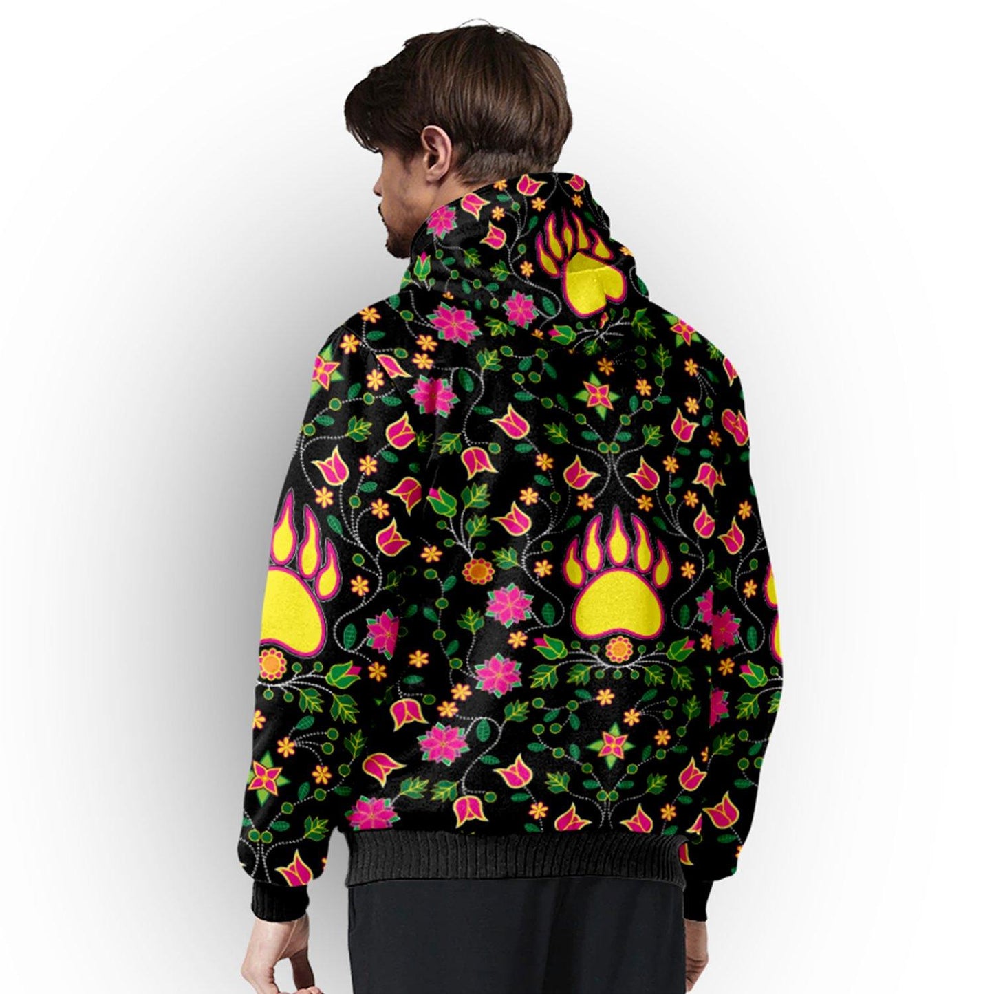 Floral Bearpaw Pink and Yellow Sherpa Hoodie hoodie Herman 