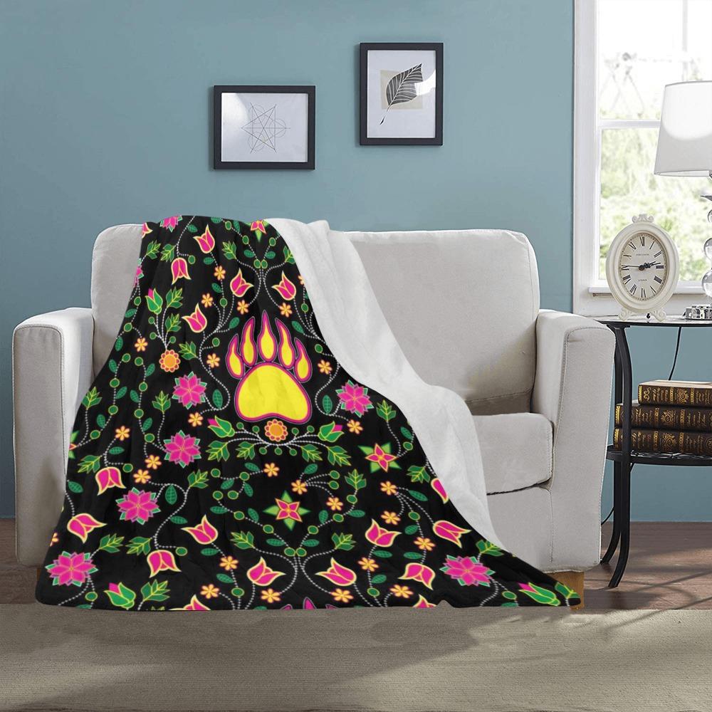 Floral Bearpaw Pink and Yellow Ultra-Soft Micro Fleece Blanket 40"x50" blanket e-joyer 