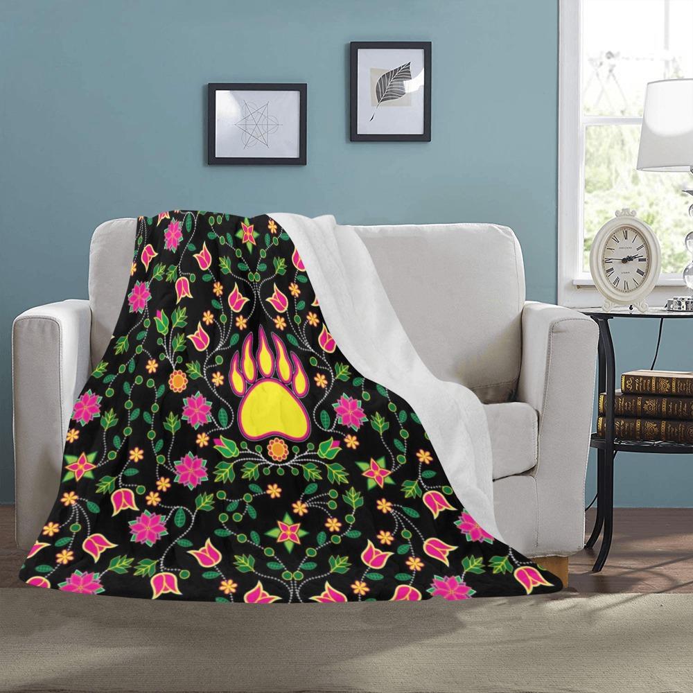 Floral Bearpaw Pink and Yellow Ultra-Soft Micro Fleece Blanket 50"x60" blanket e-joyer 