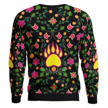 Load image into Gallery viewer, Floral Bearpaw Pink and Yellow Unisex Crewneck Long Sleeve Top 49 Dzine 
