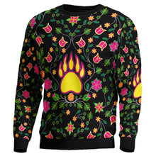 Load image into Gallery viewer, Floral Bearpaw Pink and Yellow Unisex Crewneck Long Sleeve Top 49 Dzine 
