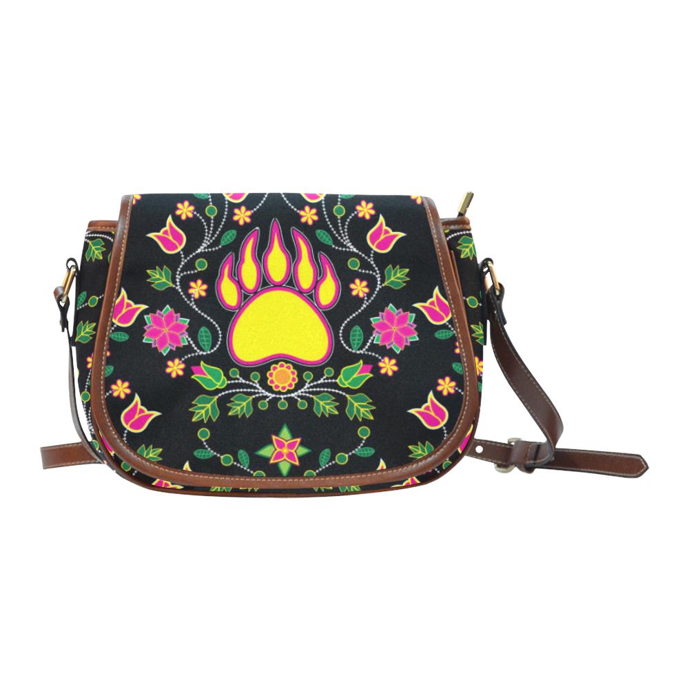 Floral Bearpaw Saddle Bag/Small (Model 1649) Full Customization Saddle Bag/Small (Full Customization) e-joyer 