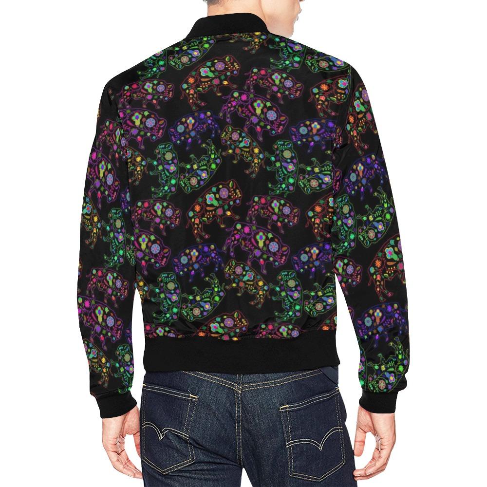 Floral Buffalo All Over Print Bomber Jacket for Men (Model H19) All Over Print Bomber Jacket for Men (H19) e-joyer 