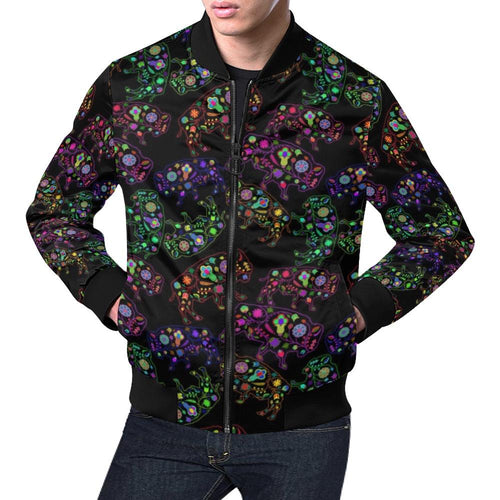 Floral Buffalo All Over Print Bomber Jacket for Men (Model H19) All Over Print Bomber Jacket for Men (H19) e-joyer 