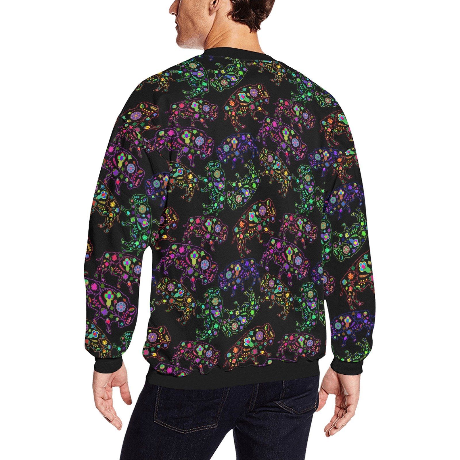 Floral Buffalo All Over Print Crewneck Sweatshirt for Men (Model H18) shirt e-joyer 