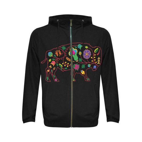 Floral Buffalo All Over Print Full Zip Hoodie for Men (Model H14) All Over Print Full Zip Hoodie for Men (H14) e-joyer 