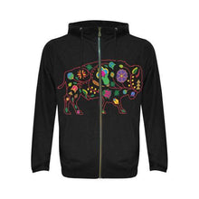 Load image into Gallery viewer, Floral Buffalo All Over Print Full Zip Hoodie for Men (Model H14) All Over Print Full Zip Hoodie for Men (H14) e-joyer 
