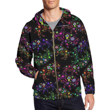 Load image into Gallery viewer, Floral Buffalo All Over Print Full Zip Hoodie for Men (Model H14) All Over Print Full Zip Hoodie for Men (H14) e-joyer 
