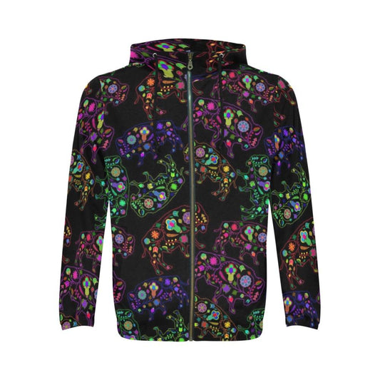 Floral Buffalo All Over Print Full Zip Hoodie for Men (Model H14) All Over Print Full Zip Hoodie for Men (H14) e-joyer 