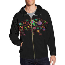 Load image into Gallery viewer, Floral Buffalo All Over Print Full Zip Hoodie for Men (Model H14) All Over Print Full Zip Hoodie for Men (H14) e-joyer 
