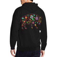 Load image into Gallery viewer, Floral Buffalo All Over Print Full Zip Hoodie for Men (Model H14) All Over Print Full Zip Hoodie for Men (H14) e-joyer 
