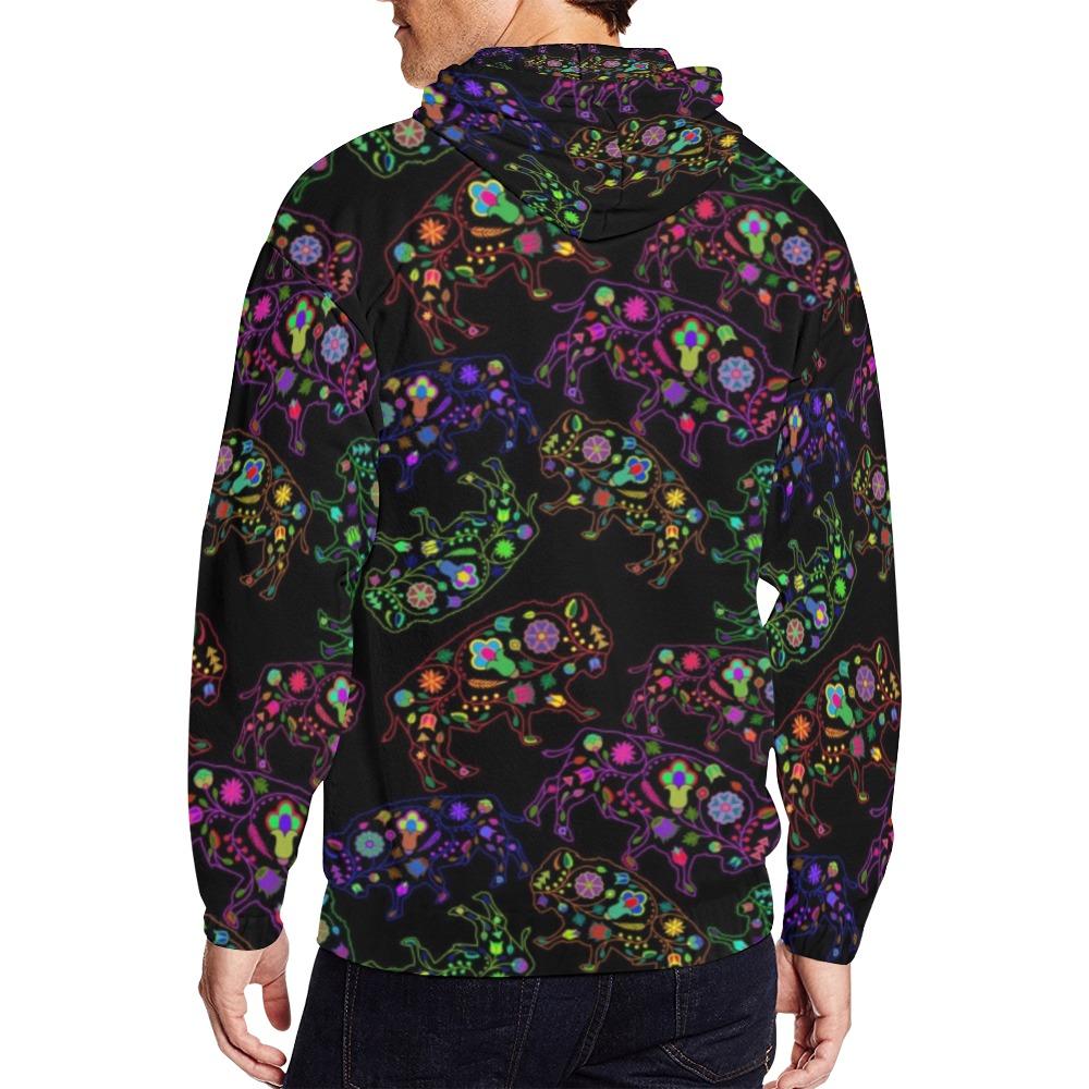 Floral Buffalo All Over Print Full Zip Hoodie for Men (Model H14) All Over Print Full Zip Hoodie for Men (H14) e-joyer 