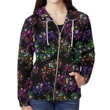 Load image into Gallery viewer, Floral Buffalo All Over Print Full Zip Hoodie for Women (Model H14) All Over Print Full Zip Hoodie for Women (H14) e-joyer 
