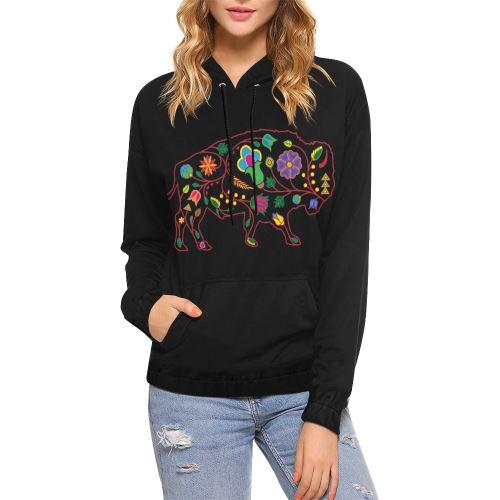 Floral Buffalo All Over Print Hoodie for Women (USA Size) (Model H13) All Over Print Hoodie for Women (H13) e-joyer 