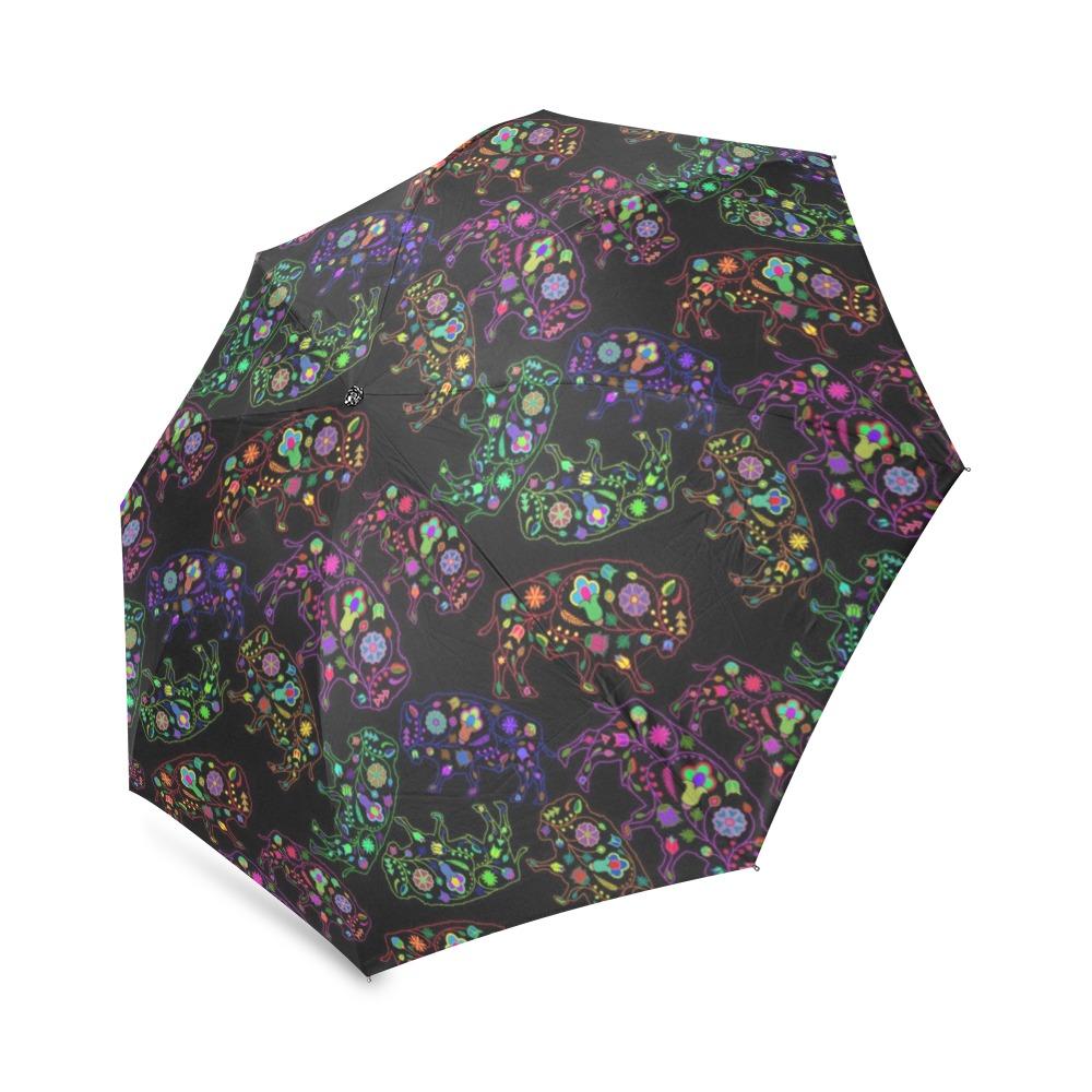 Floral Buffalo Foldable Umbrella (Model U01) Foldable Umbrella e-joyer 