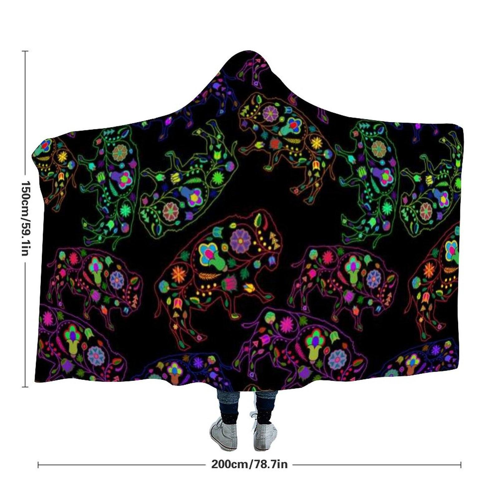 Floral Buffalo Hooded Blanket 49 Dzine 