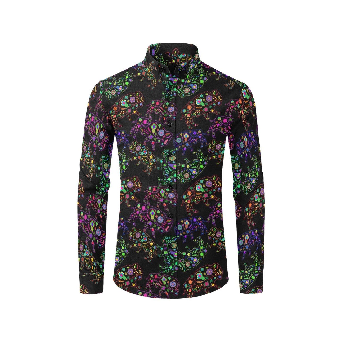 Floral Buffalo Men's All Over Print Casual Dress Shirt (Model T61) Men's Dress Shirt (T61) e-joyer 