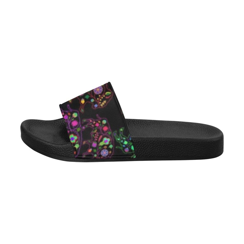 Floral Buffalo Men's Slide Sandals (Model 057) Men's Slide Sandals (057) e-joyer 